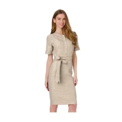 Outlet Veronica Virta Kate tweed dress - Beige