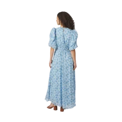 Clearance Neo Noir Kikka Chiffon Flower Dress - Light Blue