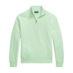 Best Polo Ralph Lauren Knit Cotton Quarter-Zip weater - Artichoke Green Hthr