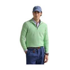 Best Polo Ralph Lauren Knit Cotton Quarter-Zip weater - Artichoke Green Hthr