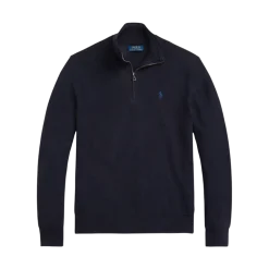Polo Ralph Lauren Knit Cotton Quarter-Zip Sweater - Navy Heather