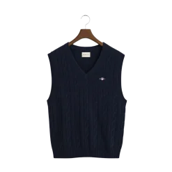 Clearance Gant Labwool Cable Vet - Evening Blue