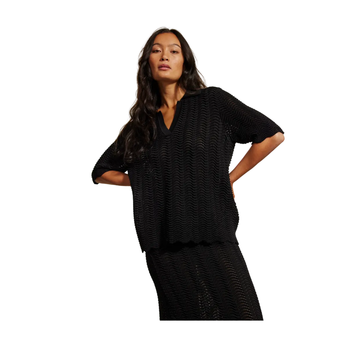 Best Aveny Lara Knit Top - Black On Black
