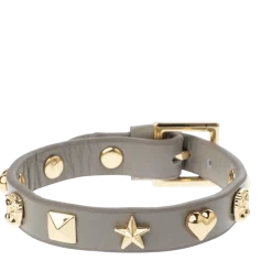 DARK Department Leather Sign Stud Bracelet - Light Taupe