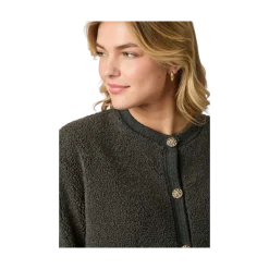Online Neo Noir Limo Fluffy Knit Cardigan - Grey