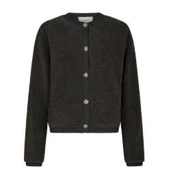 Online Neo Noir Limo Fluffy Knit Cardigan - Grey