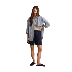 New Gant Linen Blend Pull On Shorts - 433 Evening Blue