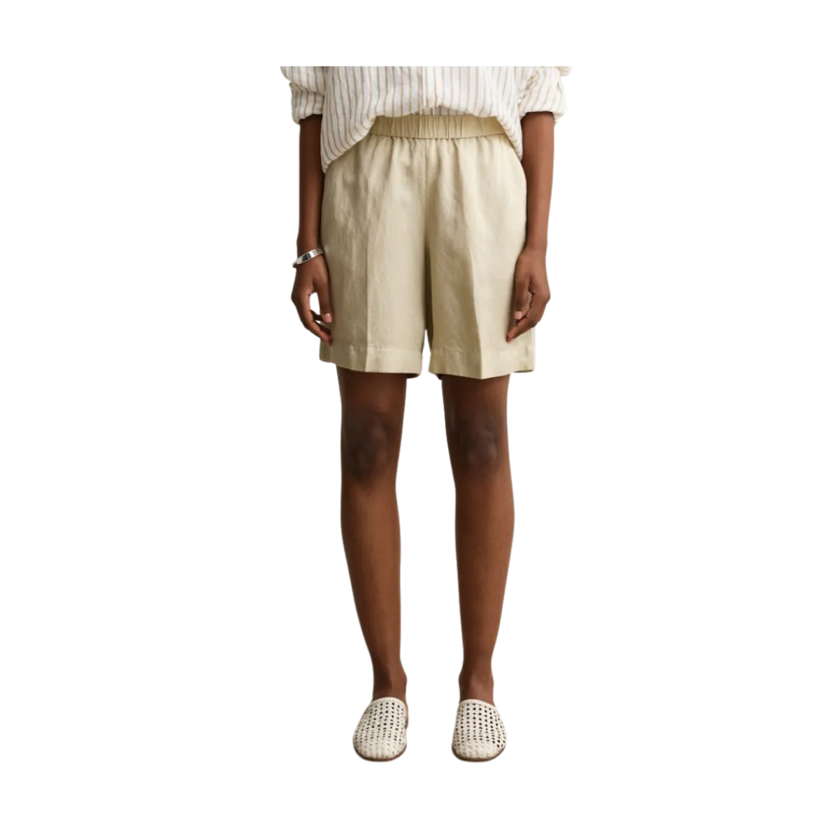 Outlet Gant Linen Blend Pull On Shorts - 200 Oat Beige