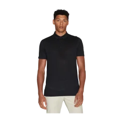 Clearance Knowledge Cotton Apparel Linen polo - Black Jet