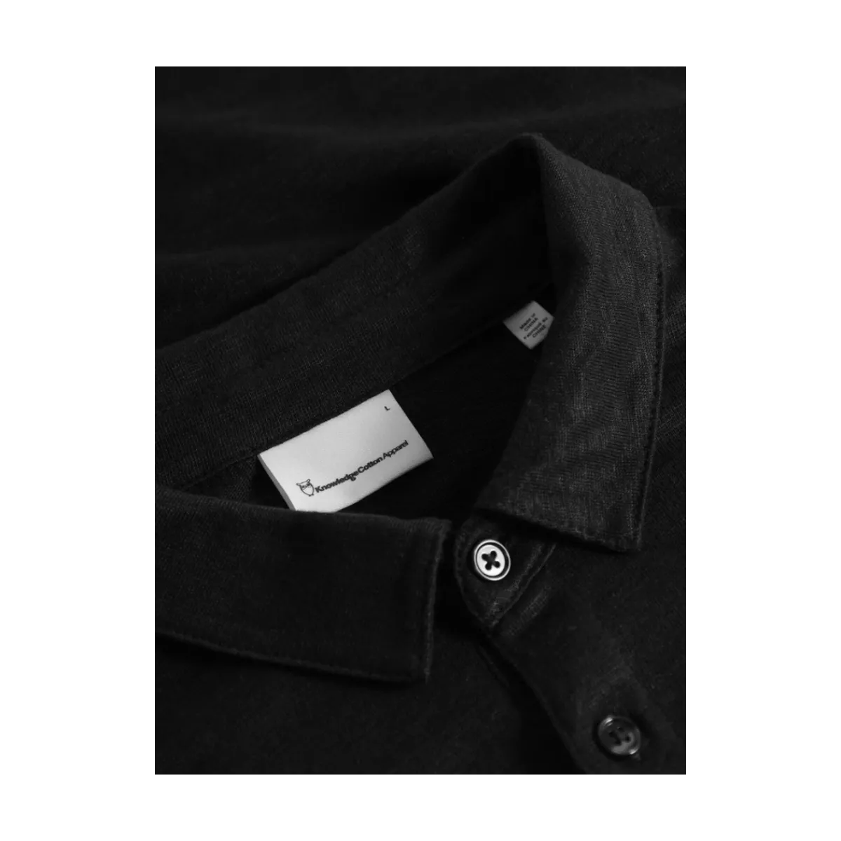 Clearance Knowledge Cotton Apparel Linen polo - Black Jet
