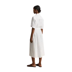 Outlet Gant Linen SS Shirt Dress - White