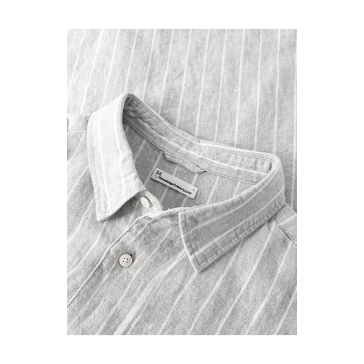 Best Knowledge Cotton Apparel inen triped hirt - Grey tripe