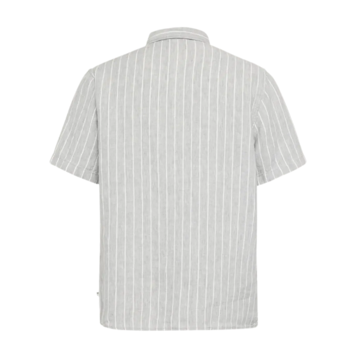 Best Knowledge Cotton Apparel inen triped hirt - Grey tripe