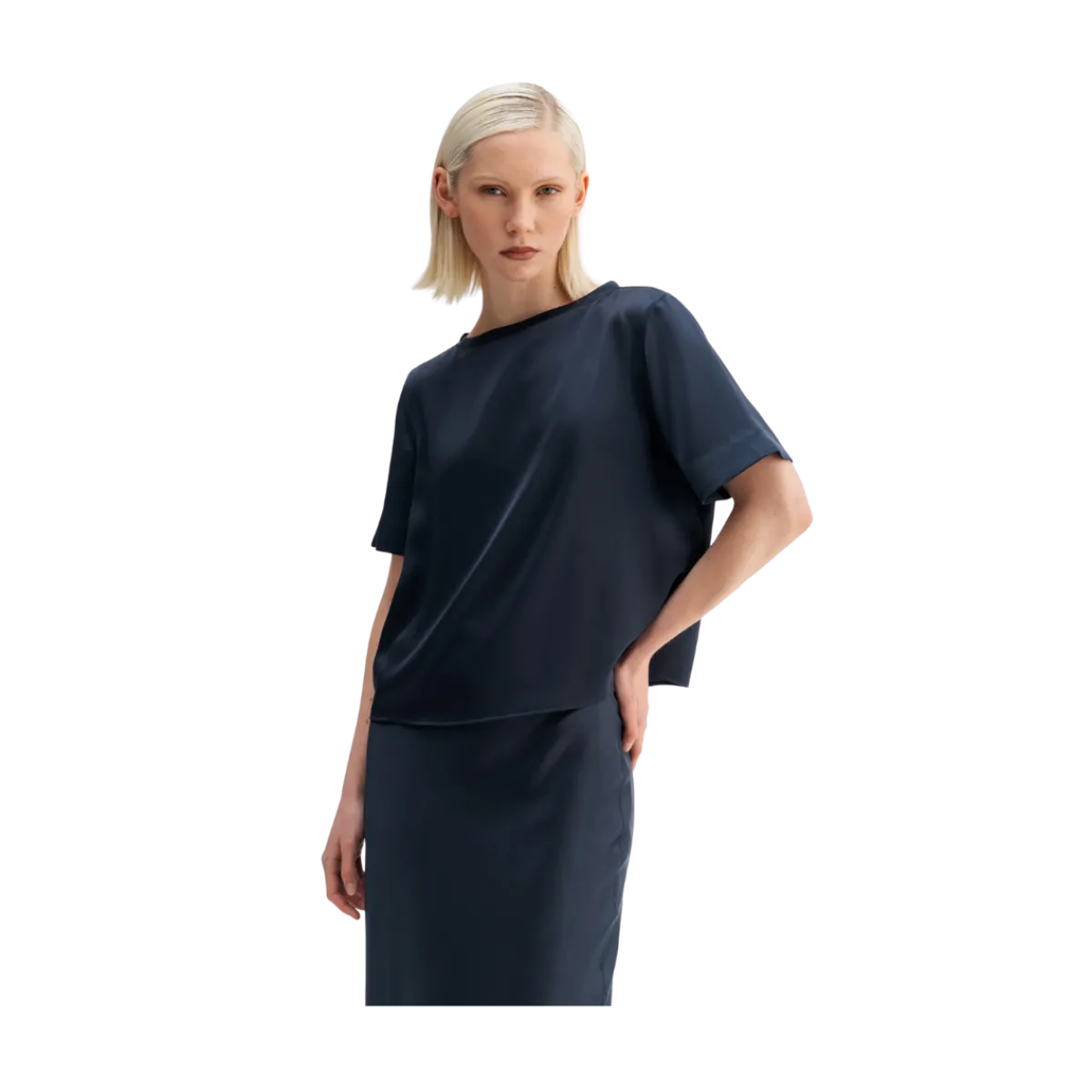 Clearance Ahlvar oa atin Tee - Bue Grey