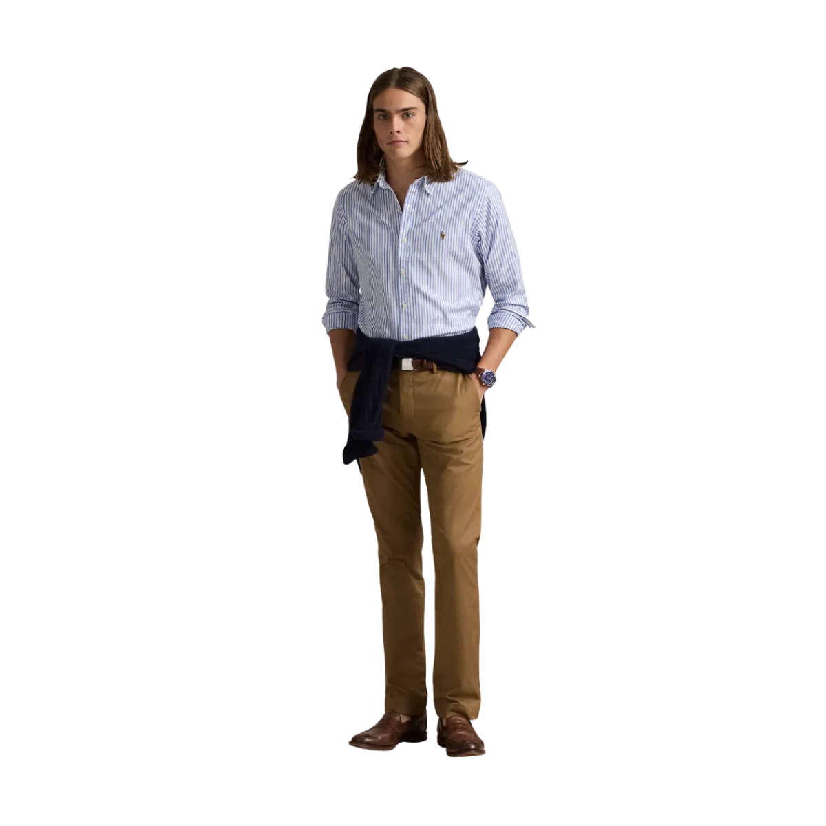 Best Polo Ralph Lauren ong eeve port hirt - Bue/White