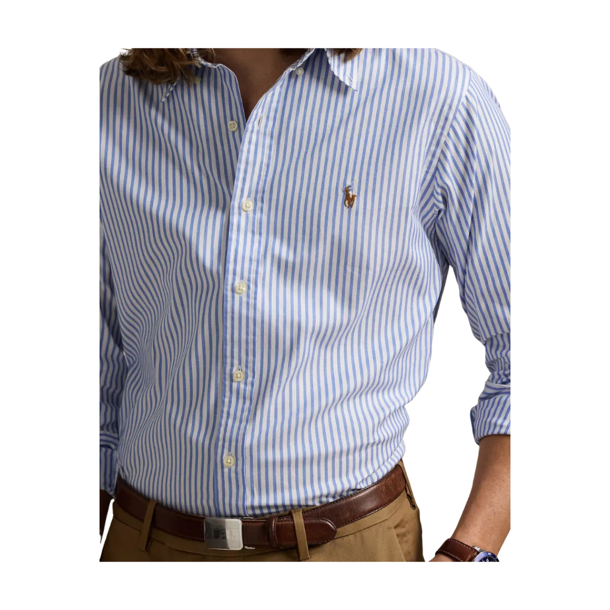 Best Polo Ralph Lauren ong eeve port hirt - Bue/White