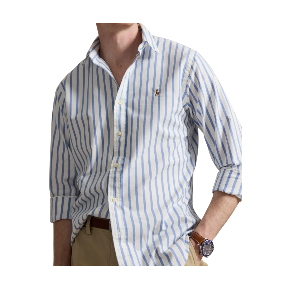 Hot Polo Ralph Lauren ong eeve port hirt - Bue/White