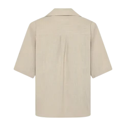 Hot Knowledge Cotton Apparel ooe inen-ix hort eeve - ight feather gray