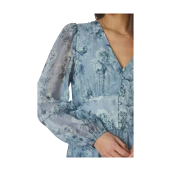 Outlet Neo Noir Mabella Crepe Print Dress - Dusty Blue
