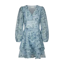 Outlet Neo Noir Mabella Crepe Print Dress - Dusty Blue