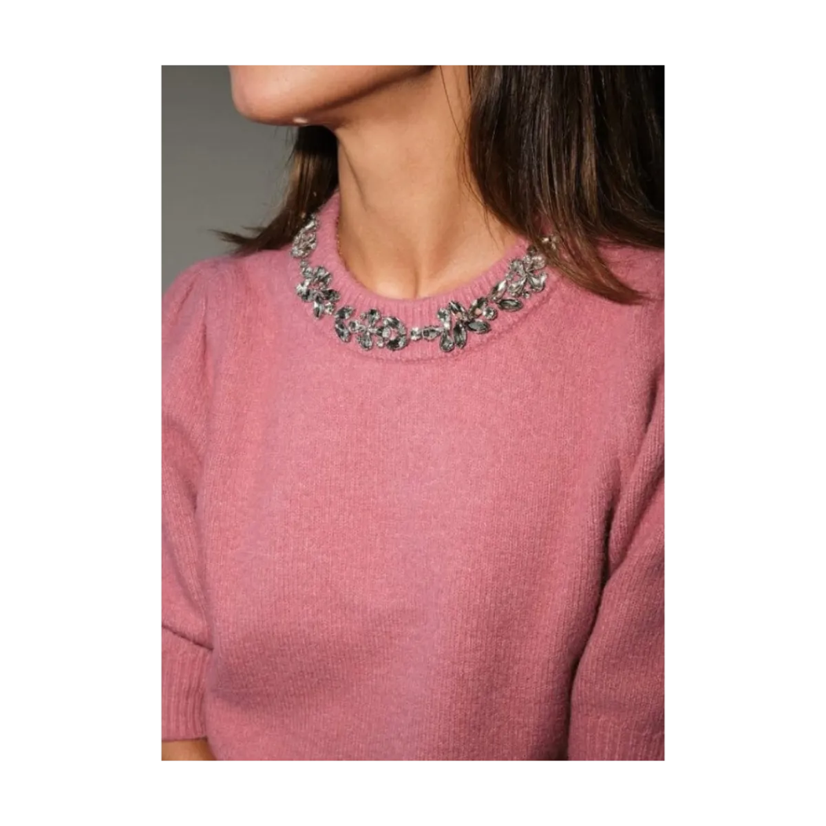 Hot Neo Noir Maia Stone Knit blouse - 165 ROSE