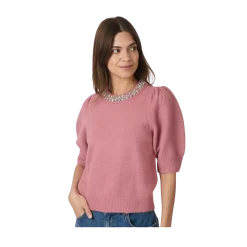 Hot Neo Noir Maia Stone Knit blouse - 165 ROSE