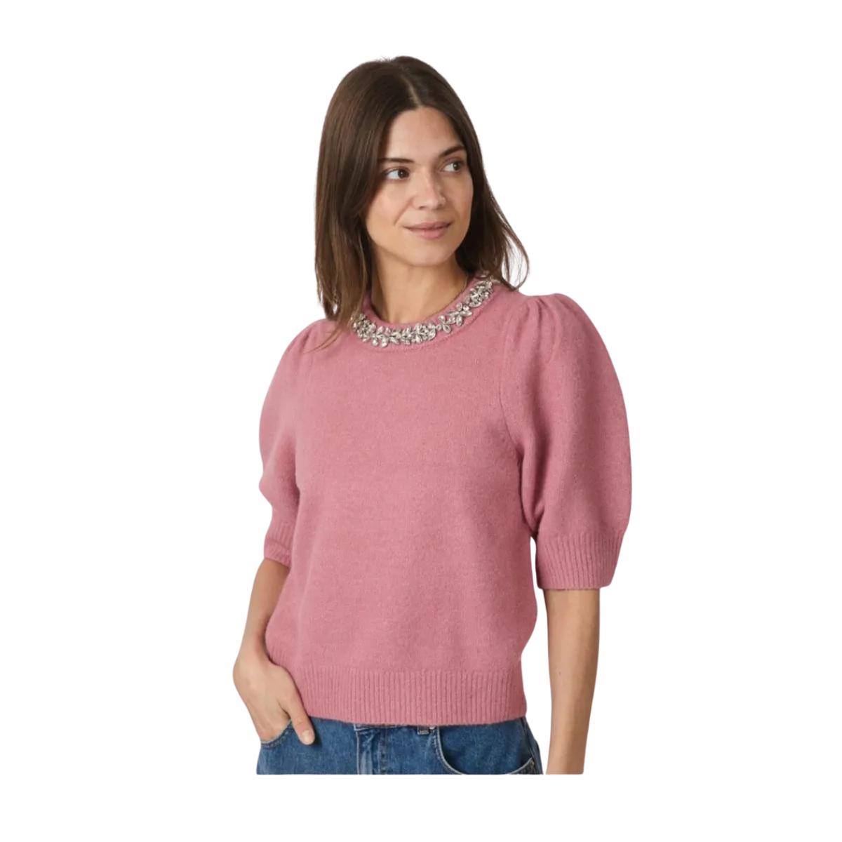 Hot Neo Noir Maia Stone Knit blouse - 165 ROSE