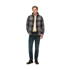 Outlet Superdry Merchant Heavy Checked Shirt - Homestead Ombre Navy