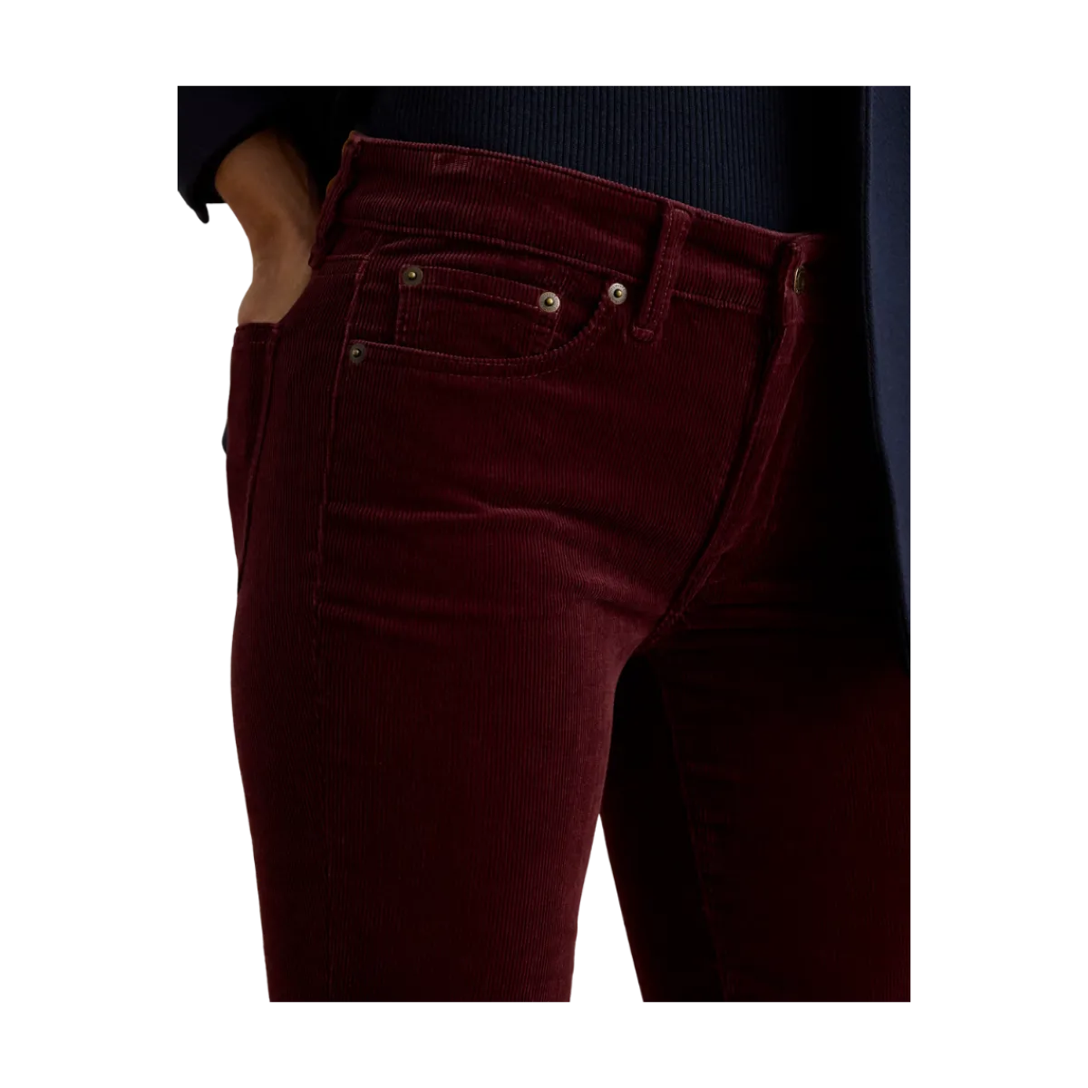 New Lauren Midrise 5 Pocket - Dark Garnet