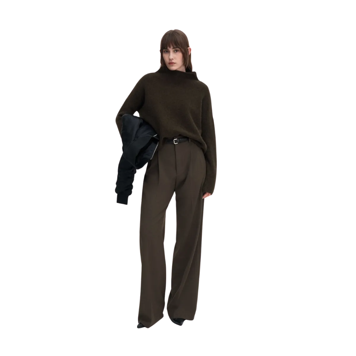 New Filippa K ika Yak Funneneck weater - Dark Khaki Green