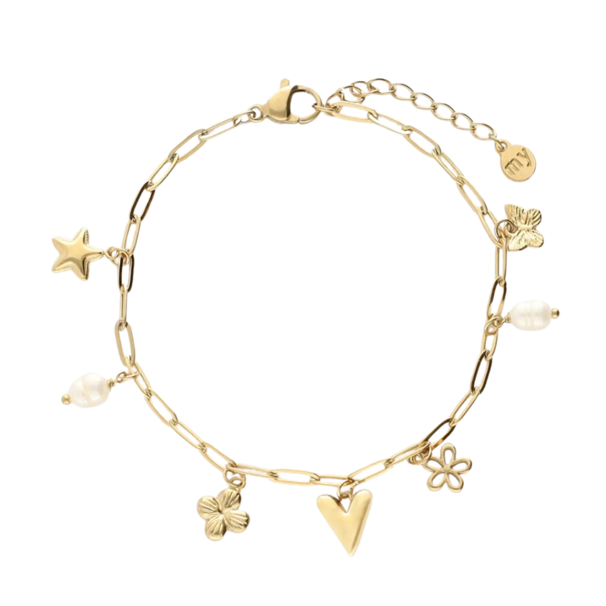 Hot My Jewellery Minimalist Chain Bracelet with Charms - Gold