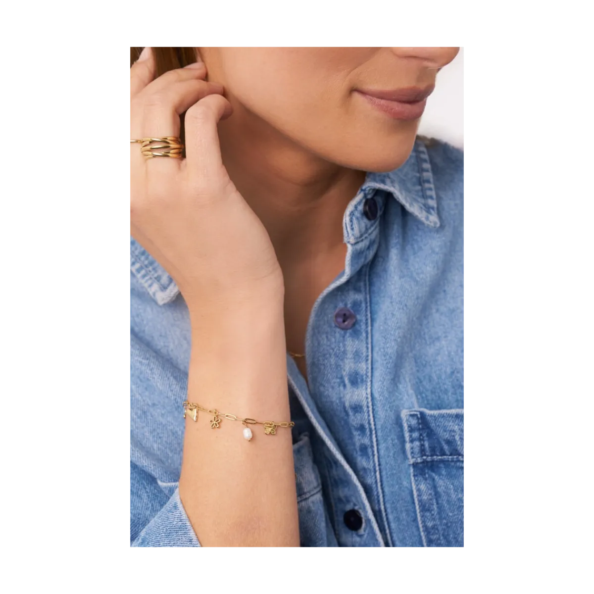 Hot My Jewellery Minimalist Chain Bracelet with Charms - Gold