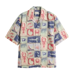 Clearance Gant Nautical Print Shirt - Creaed White