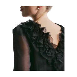 Discount By TiMo Organza Frilly Top - Black
