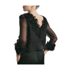 Discount By TiMo Organza Frilly Top - Black