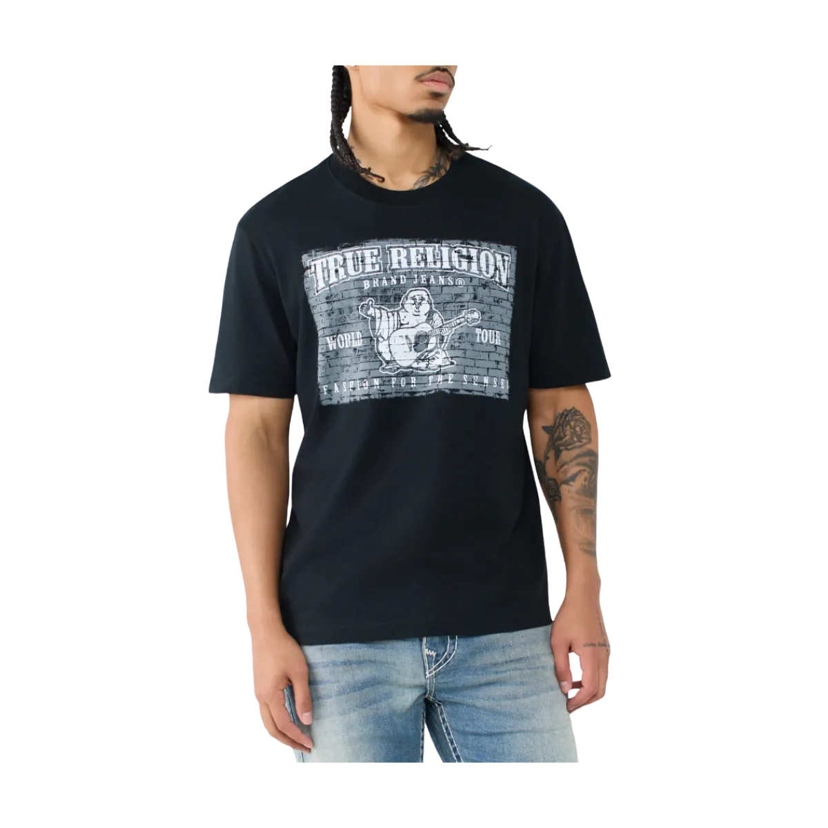Clearance True Religion Painted Brick Buddha Tee - Jet Back
