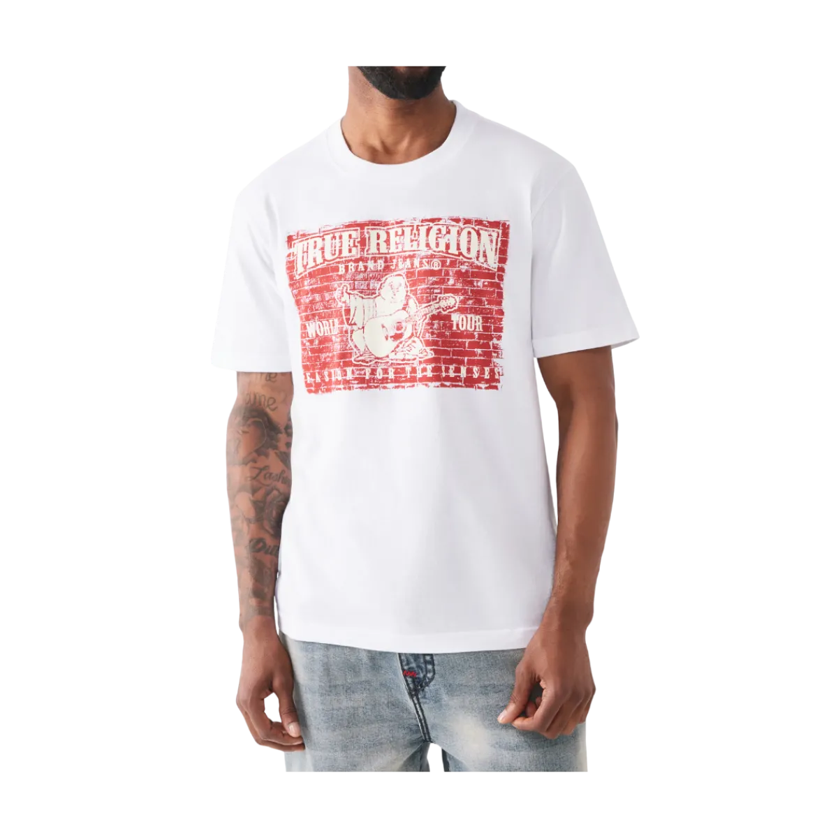 Clearance True Religion Painted Brick Buddha Tee - Optic White