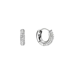 Outlet Mockberg Pavé Everyday Small Silver Hoops - Silver