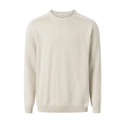 Sale Knowledge Cotton Apparel Plain Knitted Crewneck - Buttercrea