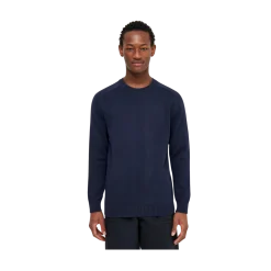 Outlet Knowledge Cotton Apparel Plain Knitted Crewneck - Night Sky
