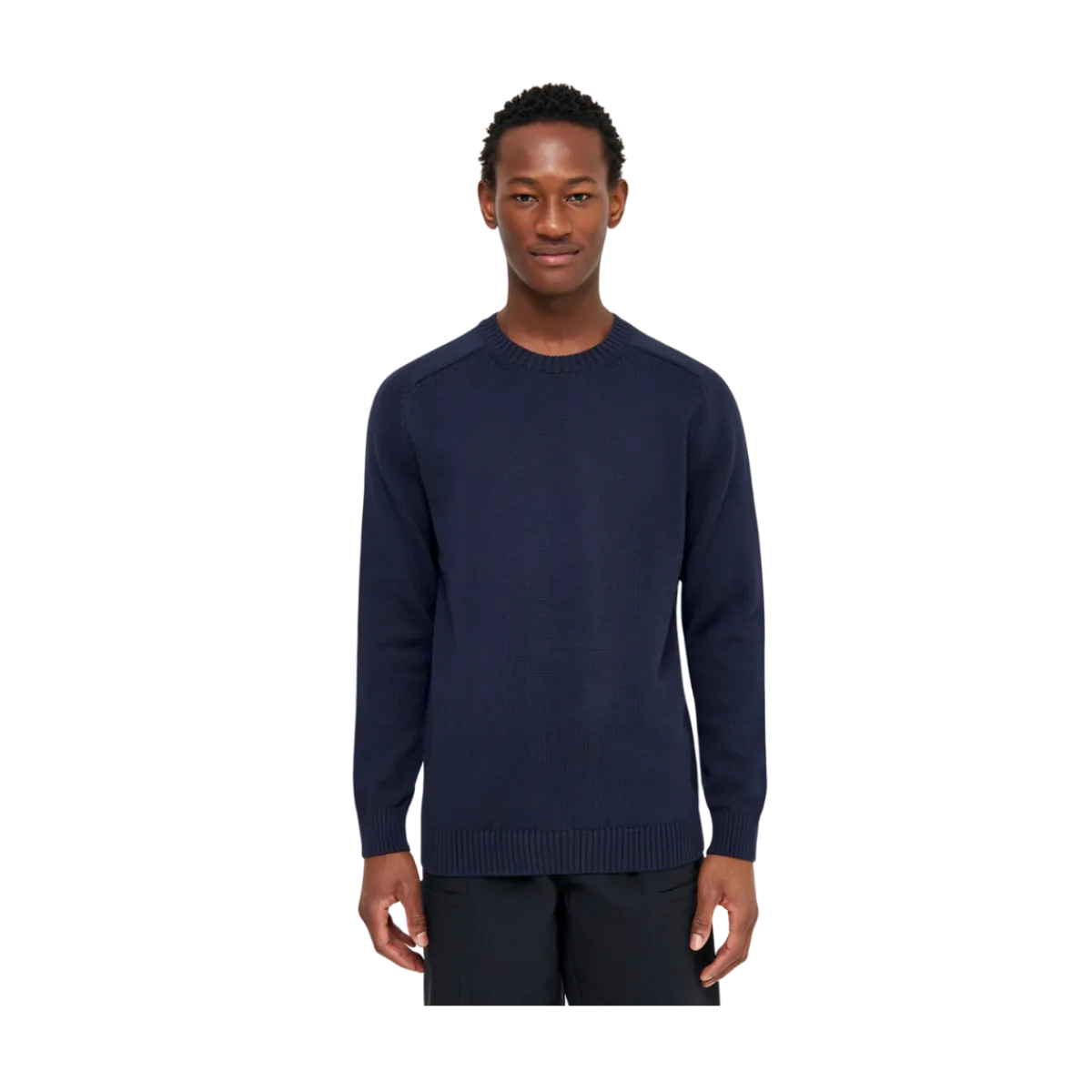 Outlet Knowledge Cotton Apparel Plain Knitted Crewneck - Night Sky