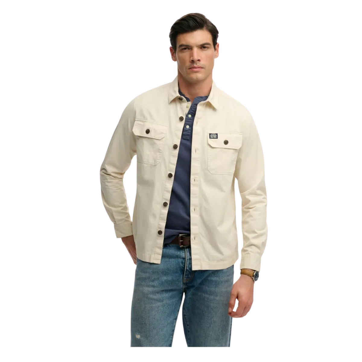 Discount Superdry 2 Pocket Overhirt - Oatmeal Beige