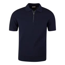 Discount Stenströms Polo hirt Knitted Zip Texture Organic Cotton - Navy