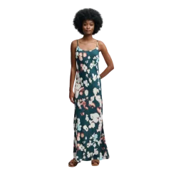 New Superdry Printed Maxi Slip Dress - Ink Cherry Blossom