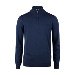 Clearance Stenströms Pullover Knitted Half Zip - Dark Blue