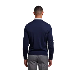 Stenströms Pullover Knitted V-Neck erino Wool - Navy