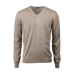 Best Stenströms Pullover Knitted V-Neck Merino Wool - Light Brown