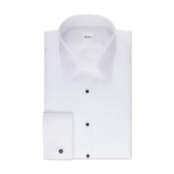 Clearance Stenströms Regular C56 Fly front open Pleats DR cuff - White