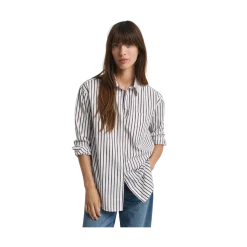 New Gant Relaxed Classic Poplin Striped Shirt - 202 Deep Brown