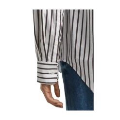 New Gant Relaxed Classic Poplin Striped Shirt - 202 Deep Brown